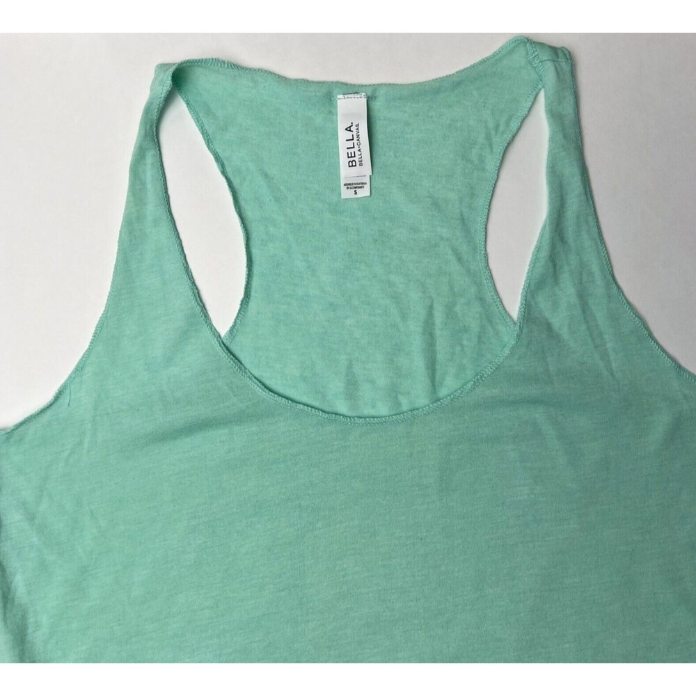 Women's Jersey Racerback Tank Top BELLA + CANVAS Shirt Sea Foam Teal Green New - Picture 9 of 9